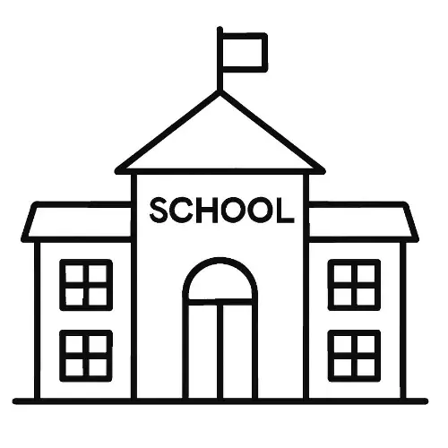 School building icon for schools in Malawi, Real Estate in Lilongwe, and educational Virtual Tours